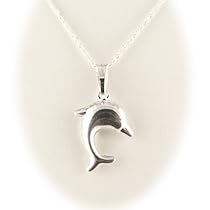 Sterling Silver Dolphin Pendant Diamond Cut Open Curb Chain Necklace Sterling Silver Dolphin Pendant Diamond Cut Open Curb Chain Necklace