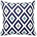 Navy Blue Aqua and Grey Diamond Pattern Design Decorative Throw Pillow Case Cover Square 18 X 18 Inch Two Sides