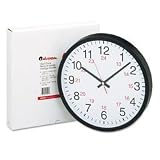 24-Hour Round Wall Clock, 12-1/2in, Black, 1 AA Battery