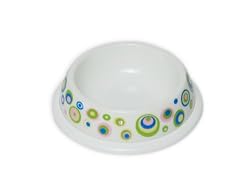 PawProof Small Designer Pet Bowls, Retro Collection, Circle Blue