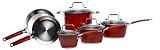 T-Fal Avante Color Clad 10-Piece Stainless-Steel Cookware Set, Red