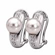14kt White Gold Precious White Pearl and Diamond Earrings