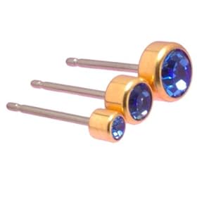 Mini-GT Sapphire Golden Titanium Earrings 3mm