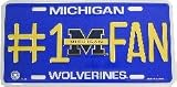 University of Michigan NCAA #1 Fan Metal License Plate