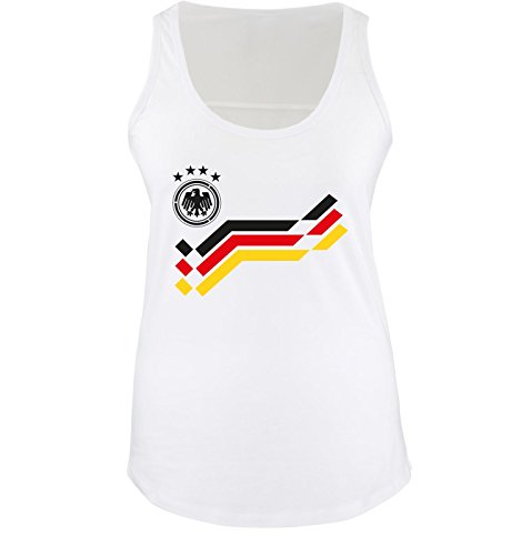 EM 2016 – DEUTSCHLAND – Retro – TRIKOT – Damen Tank Top – Weiss / Schwarz Gr. M