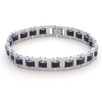 Stainless Steel And Rubber Bracelet