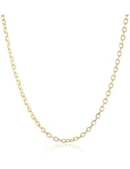14k Italian Yellow Gold 2.00mm Oval Rolo Link Chain Necklace, 18"