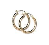 10 KT Yellow Gold Plain 1 Hoop 10K Earrings with Regular Hoop Closure Findings