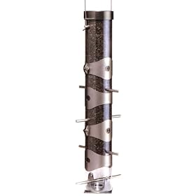 Droll Yankees TH3 16-Inch Polished Pewter Bird Feeder for Nyjer (Thistle) Seed