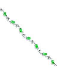 2.8 Carat 14K White Gold w/ Diamond and Emerald Gemstone Bracelet