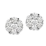 14K White Gold Diamond Cluster Earrings - 2.00 Ct.