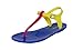 Ian! By Soda Jelly Flat Thong Ankle Strap Sandals in Fuchsia Yellow Blue PVC Colorblock
