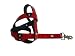 4 Ft red leather leash with black leather hearts charms
