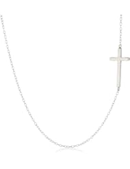 Sterling Silver Cross Side Station Necklace, 18"