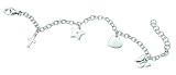 D for Diamond Sterling Silver B3095 Girls Diamond Set Charm Adjustable Bracelet
