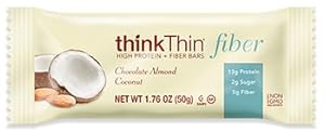 thinkThin Fiber + Protein Bar, Chocolate Almond Coconut - Box of Ten Bars