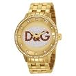 D&G Dolce & Gabbana #DW0379 Unisex Gold Tone Prime Time Collection Oversized Crystal Accented Watch