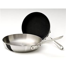 All Clad 9 Inch Stainless Steel French Skillet and 7.5 Inch Non Stick French Skillet Set by All-Clad