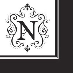 Monogram Cocktail Napkin - N