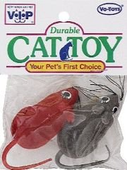 Vo-Toys Squeaky Flocked Mice 2 pack Cat Toy