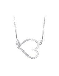 Diamond Sideways Heart Pendant with Chain in Sterling Silver (0.07 cttw)
