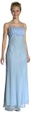 Spaghetti Straps Gathered Front Bow Trim Classic Evening Dress