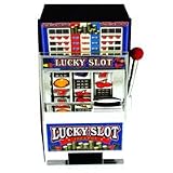 Lucky Slot Machine Bank w/ Spinning Reels and Payouts