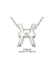 14K White Gold Diamond Pisces Pendant w/Chain