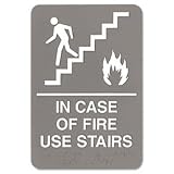 312Q9S51p5L. SL160  ADA Sign, 6 x 9, In Case of Fire Use Stairs, Gray  Category: Safety Signs