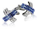 Silver Blue Crystal Cross Cufflinks with Presentation Box