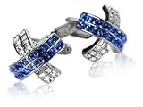 Silver Blue Swarovski Crystal Cross Cufflinks with Presentation Box