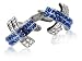 Silver Blue Swarovski Crystal Cross Cufflinks with Presentation Box