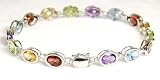 14k Multi Gemstone Bezel Bracelet in White Gold