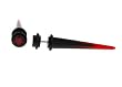 Fake Acrylic Taper - Black and Red with Red Star Logo - 16g Wire Stud - 2 Gauge - 43.75mm Length - Sold as a Pair