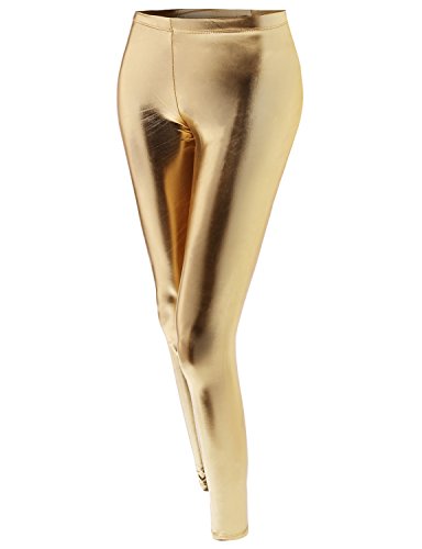 Metallic Shiny Stretchy Foil Leggings Gold Size 3XL