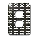 Janna Salak Designs Gothic - Skull and Crossbones Grey Print - Light Switch Covers - 2 plug outlet cover