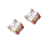 14K .25 (1/4) CTW Princess Cut Diamond Earrings
