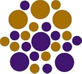 Set of 30 - Purple / Metallic Copper Circles Polka Dots Vinyl Wall Graphic Decals Stickers