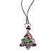 Cell Phone Charm - Pink and Green Christmas Tree with Rhinestone Colored Ornaments