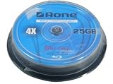 AONE Blu-Ray 25Gb 4x BD-R Blank Discs - White Inkjet Printable (10 Pack)