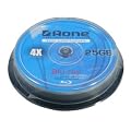 AONE Blu-Ray 25Gb 4x BD-R Blank Discs - White Inkjet Printable (10 Pack)