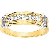 14K Two Tone Gold Created Moissanite Band Ring