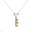 Heart Necklace With Genuine Citrines Well Made in White Gold Length 18in