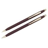 Classic Century Ballpoint Pen/Pencil, Satin Burgundy/23Kt. Gold-Plated, Set (CRO220105) Category: Ballpoint Pen & Pencil Sets