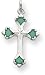 Green Enameled Cross Charm, Sterling Silver