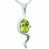 1.25 Carats Genuine Oval Shape Peridot Sterling Silver Pendant Necklace