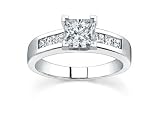 0.83 CT PRINCESS DIAMOND 18K WHITE GOLD RING NEW