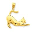 14k Stretching Cat Pendant - Measures 26.7x24.1mm - JewelryWeb