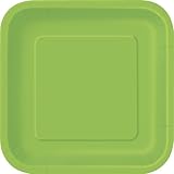 16 Count Square Dessert Plates, 6 7/8-Inch, Lime Green