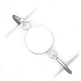 Sterling Silver Bangle w/Round ID Plate Bracelet